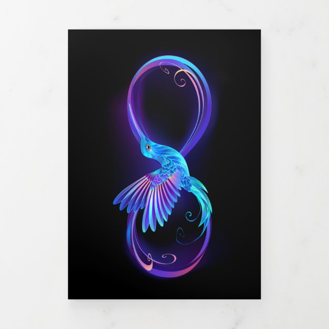 Faire-part Trois Volets Symbole de Neon Infinity par Glowing Hummingbird (Page de couverture)