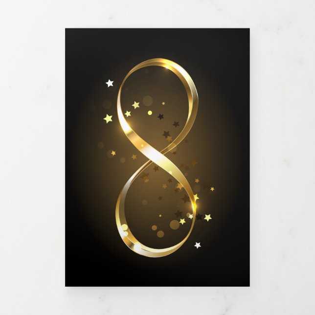 Faire-part Trois Volets Symbole d'infini doré (Page de couverture)