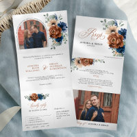Terracotta Marine Bleu Pampas Grass Mariage rustiq