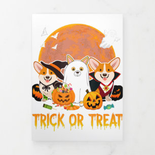 Faire-part Trois Volets Trick ou Treat Corgi Halloween Poison For Dog Love