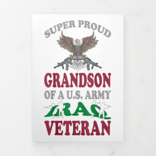 Faire-part Trois Volets Vintage Super Proud Grandson Of U.S Army Iraq Gift