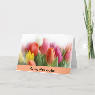 Faire-part tulipes multicolores Sauvez la date !