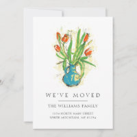 Tulipes rouges modernes Vase bleu Floral Moving