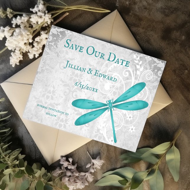 Faire-part Turquoise Dragonfly Enregistrer la date (Teal Dragonfly Save the Date)