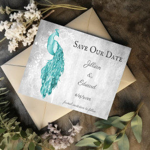 Faire-part Turquoise Peacock Enregistrer La Date Annonce