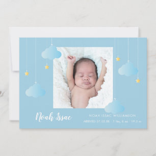 Faire-part Twinkle Twinkle Baby Boy Bleu photo jolie naissanc