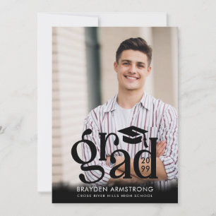 Faire-part Typographie Casquette moderne GRAD 2 Photos Noir