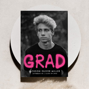 Faire-part Typographie de peinture au Spray rose chaud Diplôm