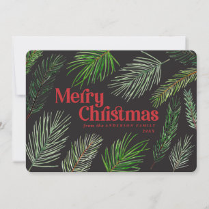 Faire-part Typographie des branches de pins Noël moderne