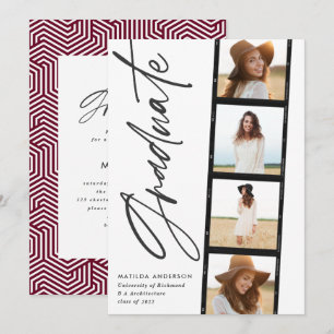 Faire-part Typographie géométrique burgundy graduation