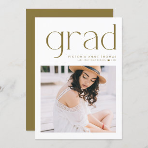 Faire-part Typographie minimaliste d'or Diplôme photo