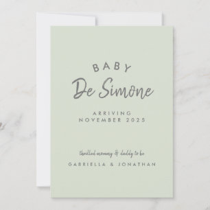 Faire-part Typographie Moderne Annonce de Grossesse Verte