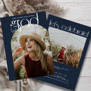 Faire-part Typographie moderne Dusty Marine 2 Diplôme photo