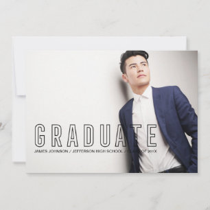 Faire-part Typographie moderne Masculine Graduation Photo
