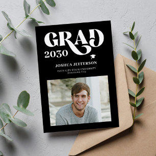 Faire-part Typographie moderne photo graduation simple