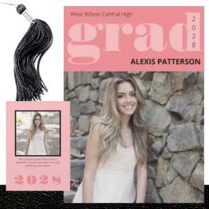 Faire-part Typographie moderne Pink Deux diplômes de photogra