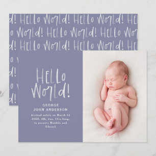 Faire-part Typographie violette chic moderne naissance photo