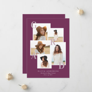 Faire-part Typographie violette multiphoto moderne