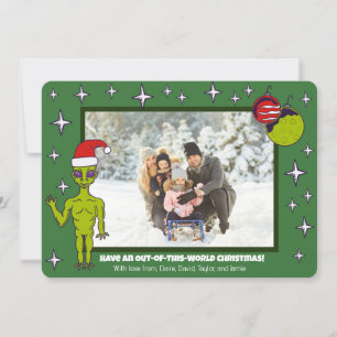 Faire-part Un Alien spatial dans une photo de Noël de Père No