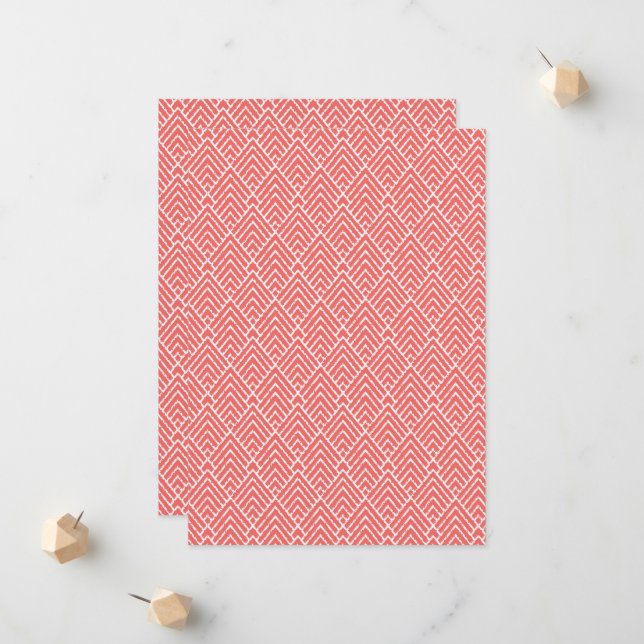 Faire-part un arrière - plan rouge et blanc avec un motif (Devant/Arrière en situation)