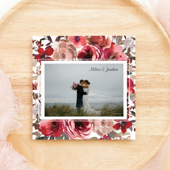 Faire-part Un Mariage Rose de couleur rouge vif vient de se m (Créateur téléchargé)