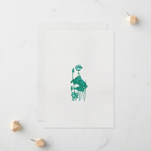 Faire-part une peinture d'une fleur et d'un poisson sur un fo (Devant/Arrière en situation)