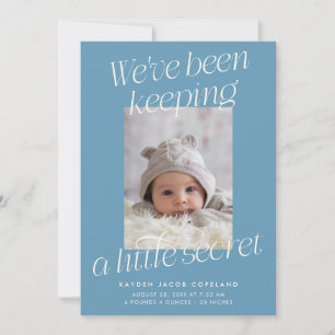 Faire-part Une Photo Moderne en Bleu Denim de Naissance avec