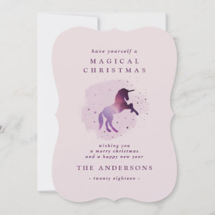 Faire-part unicorne mignonne mauve magique