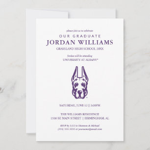 Faire-part Université d'Albany Chef de la mascotte Great Dane