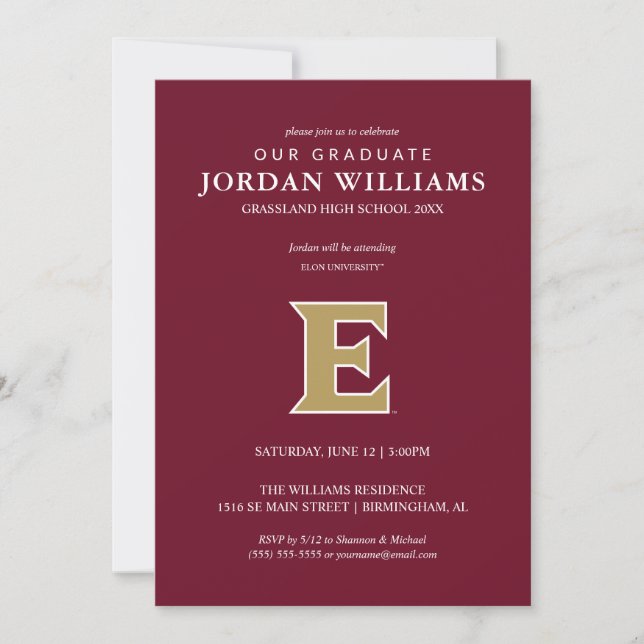 Faire-part Université Elon E (Devant)