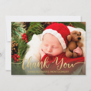 Faire-part Vacances bébé naissance or Script Typographie roug