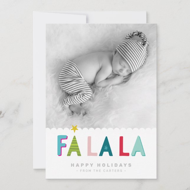 Faire-part VACANCES PHOTO fa la la bold citation colorée (Devant)