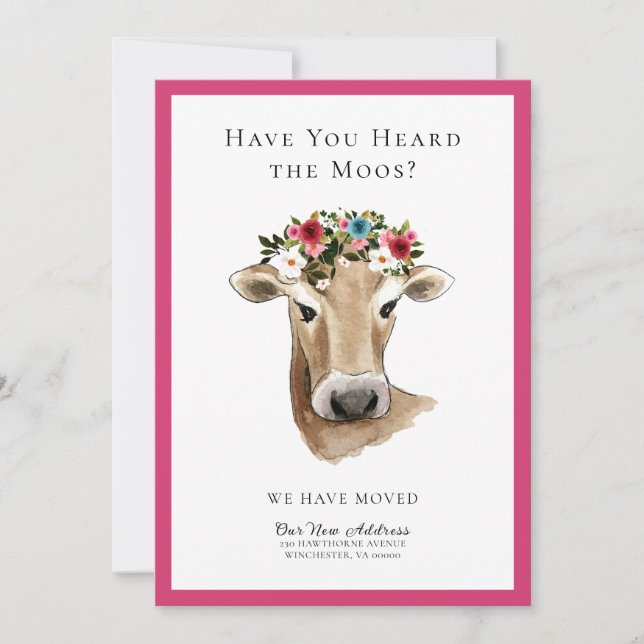 Faire-part Vache mignonne simple Nous avons déplacé une nouve (Devant)