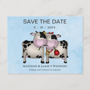 Faire-part Vaches mariage Enregistrer la carte postale Date