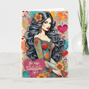 Faire-part Valentine Hippie avec Robe de Coeur Florale