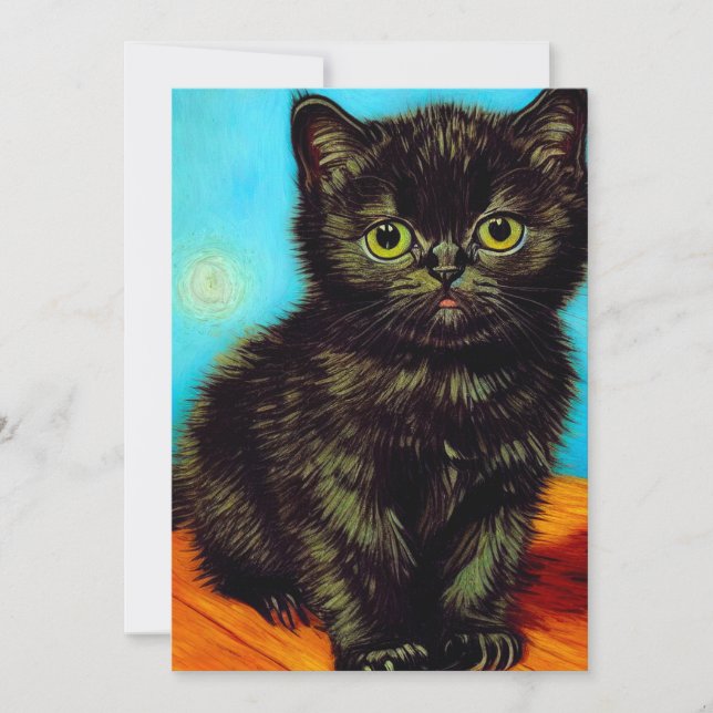 Faire-part Van Gogh Style Pouting Kitten (Devant)