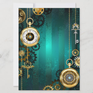 Faire-part Veille bijoux Steampunk sur un Arrière - plan vert