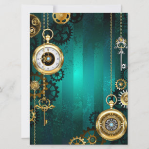 Faire-part Veille bijoux Steampunk sur un Arrière - plan vert
