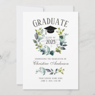 Faire-part Verdure rustique Wreath Black Grad Casquette Grad