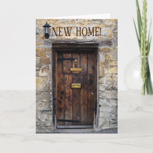 Faire-part Vielle porte d'entrée en bois avec une nouvelle ca (Devant)