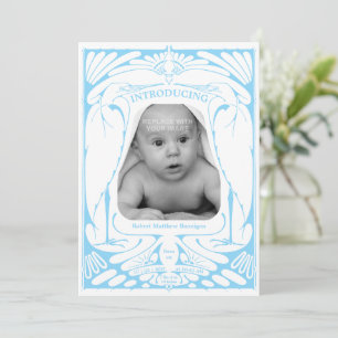 Faire-part Vintage Art Nouveau cigogne Birth à la frontière