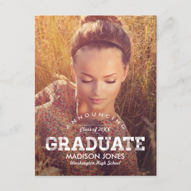 Faire-part vintage de graduation /Invitation (Devant)