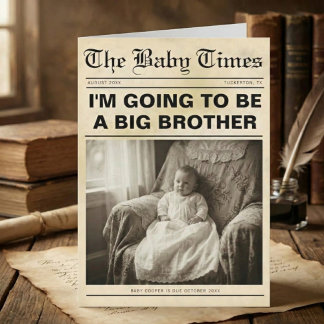 Faire-part vintage gold Newspaper Pregnancy Announcement