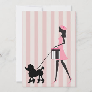 Faire-part Vintage Lady marche caniche noire