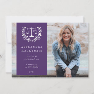 Faire-part Violet + Blanc JD Law Scales Laurel Wreath Photo