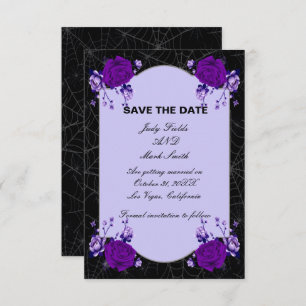 Faire-part Violet Rose Floral Spiderweb Mariage Enregistrer L