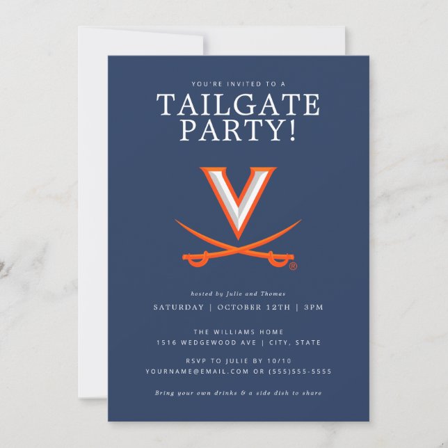 Faire-part Virginia Cavaliers Tailgate Party (Devant)