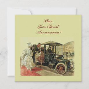 Faire-part VOITURE ANCIENNE, RESTAURATION AUTO 2, rouge jaune
