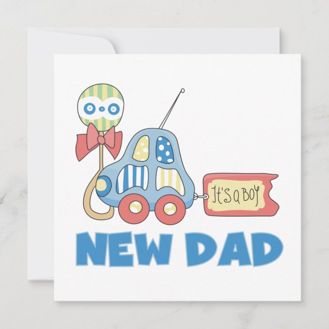 Faire-part Voiture Nouveau Papa C'est un garçon Cadeaux (Devant)