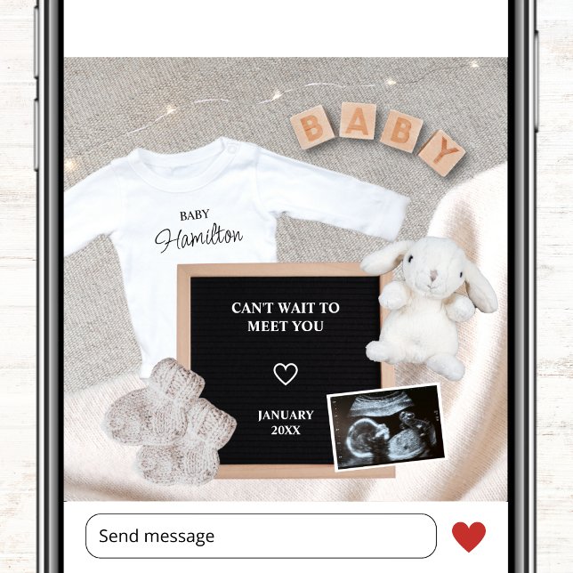 Faire-part Vous ne pouvez pas attendre de vous rencontrer Gro (can't wait to meet you winter photo pregnancy announcement card for social media ultrasound sonogram)